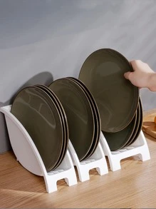 1pc Simple White Multifunction Dish Draining Rack, PP Portable Dish Storage Rack For Kitchen - White - View 3