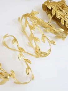 1pc Gold Gift Wrap Ribbon, Modern Polyester Leaf Decor Filament Ribbon For Party - Gold - View 6