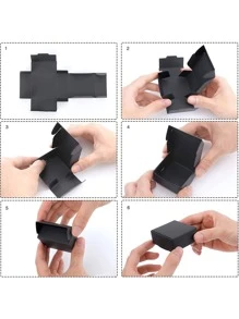 10 cái/bộ Hộp Quà Giấy, Hộp Đóng Gói Quà Hình Vuông Màu Đen Tối Giản Cho Bữa Tiệc - màu đen - Xem 5