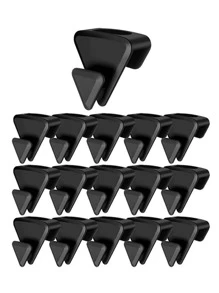18pcs/set Multifunction PP Hanger Connector Hook, Minimalist Black Triangle Hanger Extender Clip For Home - Black - View 1
