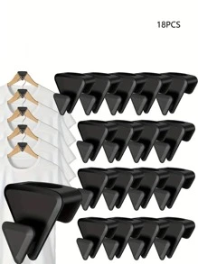 18pcs/set Multifunction PP Hanger Connector Hook, Minimalist Black Triangle Hanger Extender Clip For Home - Black - View 3