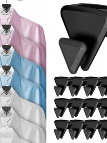 18pcs/set Multifunction PP Hanger Connector Hook, Minimalist Black Triangle Hanger Extender Clip For Home - Black - View 2