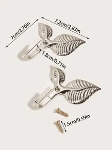 2pcs 18g Metal Hooks With Screw, Leaf Shaped Suitable For Wall & Curtain Rope Hanging, Multiple Colors Available Gifts Birthday Graduation