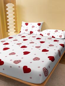 1 Họa Tiết Trái Tim Trang Bị Tấm Vải Hiện Đại Thoáng Khí Trang Bị Tấm Đáy Cho Phòng Ngủ - Đỏ và trắng - Xem 4