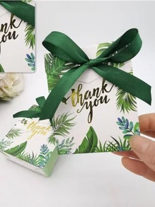 10 Cái/bộ Giấy Hộp Quà Tặng, Sáng Tạo Họa Tiết Lá Nơ Trang Trí Tặng Hộp Đóng Gói Cho Đảng - màu xanh lá - Xem 2