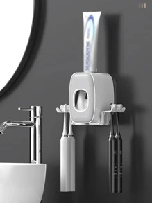 1 pieza montado en la pared Cepillo de dientes moderno ABS Estante de almacenamiento de cepillo de dientes montado enpared para cuarto de baño - Gris - Ver 1