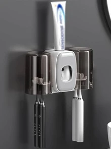 1 pieza montado en la pared Cepillo de dientes moderno ABS Estante de almacenamiento de cepillo de dientes montado enpared para cuarto de baño - Gris - Ver 2