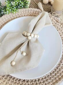 2-30个天然手工编织黄麻绳和木珠餐巾环，适用于节日、派对、生日、婚礼和正式晚宴 - 彩色 - 查看 3