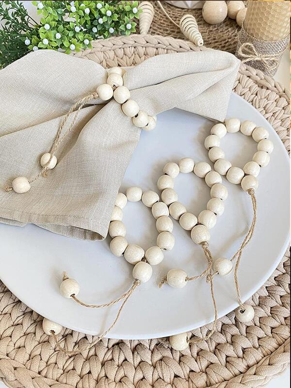 6 Stücke Hölzern Serviette Kreativ Hölzern Perle, Design, Serviettenhalter Ring für Zuhause
