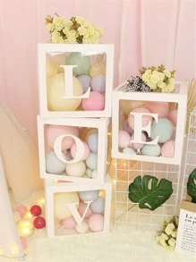 字母名字盒字母 A-Z 气球透明盒生日婚礼派对装饰派对用品 - 白色 - 查看 6