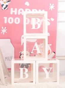 字母名字盒字母 A-Z 气球透明盒生日婚礼派对装饰派对用品 - 白色 - 查看 8