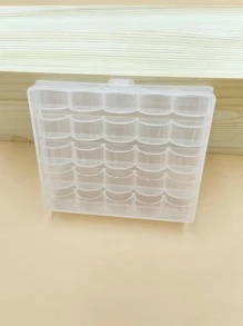 1套25格梭芯盒帶25入組梭芯用於縫紉機簡約透明梭芯