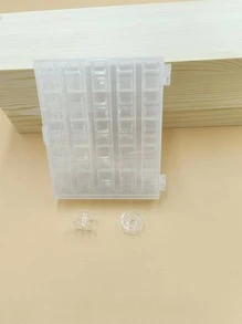 1套25格梭芯盒帶25入組梭芯用於縫紉機簡約透明梭芯