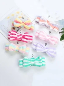 1pc Striped Pattern Bow Decor Bath Headband - Multicolor - View 2
