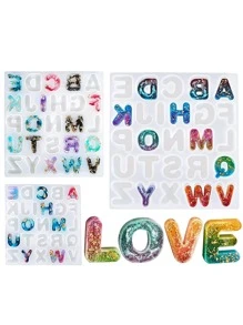 1pc Letter Design DIY Silicone Mold, Simple Letter Shaped Silicone Mold For DIY - White - View 1