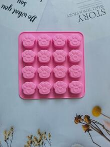 1pc 16-Cavity Silicone Paw Shaped Candy & Chocolate Mold, Kitchen Handmade Baking Tool - Pink - View 3