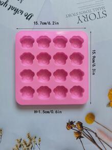 1pc 16-Cavity Silicone Paw Shaped Candy & Chocolate Mold, Kitchen Handmade Baking Tool - Pink - View 2