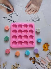 1pc 16-Cavity Silicone Paw Shaped Candy & Chocolate Mold, Kitchen Handmade Baking Tool - Pink - View 6