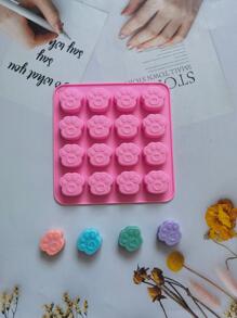 1pc 16-Cavity Silicone Paw Shaped Candy & Chocolate Mold, Kitchen Handmade Baking Tool - Pink - View 4