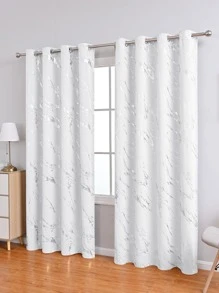 1pc Metallic Pattern Curtain, Modern Polyester Single Panel Blackout Curtain For Home - Multicolor - View 2