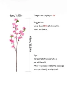 1件仿真丝花束家居装饰，粉色花朵配绿色叶子，适用于婚礼、生日、周年纪念派对、餐桌、客厅、卧室装饰 - 白色 - 查看 4