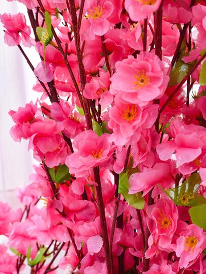 1 件逼真人造丝花束家居装饰，粉色花艺布置配绿叶，适用于婚礼、生日、周年纪念派对、中心装饰、餐桌、客厅、卧室装饰