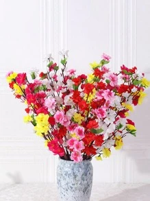1 bó hoa giả bằng lụa trang trí nhà cửa, hoa màu hồng với lá xanh, thích hợp cho đám cưới, sinh nhật, kỷ niệm, trang trí bàn ăn, phòng khách, phòng ngủ. - Màu Hồng Tươi - Xem 6