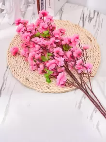1 bó hoa giả bằng lụa trang trí nhà cửa, hoa màu hồng với lá xanh, thích hợp cho đám cưới, sinh nhật, kỷ niệm, trang trí bàn ăn, phòng khách, phòng ngủ. - Màu Hồng Tươi - Xem 5