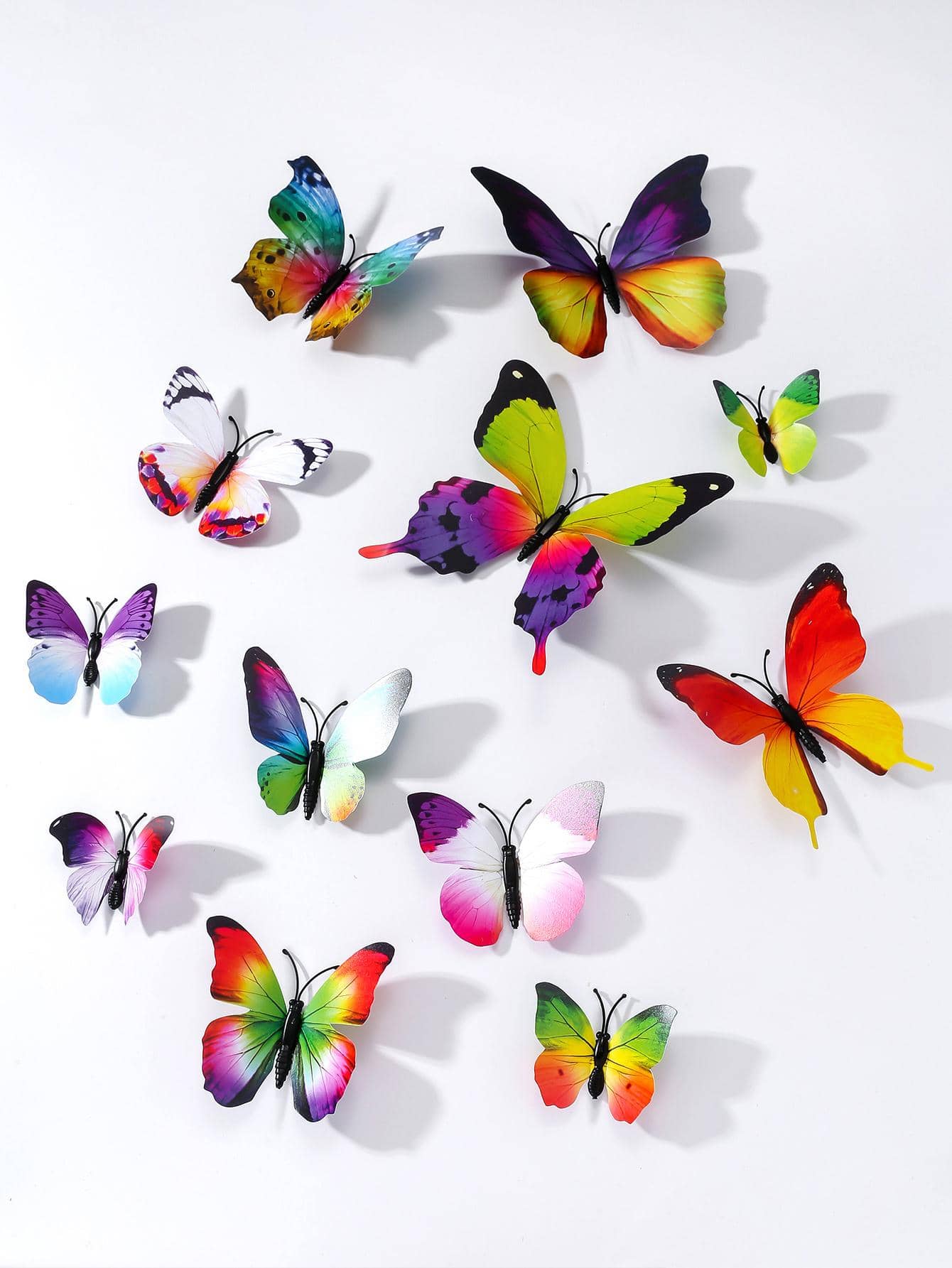 12pcs Creative 3D Layered PVC Butterfly Stickers For Home, Romantic Decoration Of Indoors And Outdoors, Ideal For Garden Parties, Cakes, Walls, Refrigerators And Windows DIY Decoration, Creative Self Adhesive 3D Butterfly Wall Decor For Home, Shiny Cute Cake Decoration, Party Supplies, Creative Design Butterfly Sticker For Holiday And Party, Romantic Special Design Home Decor, Bedroom Decor, Bathroom Decor, Room Decoration Stuff For Holiday And Festival, Beautify Enhance Happiness Wall Art Stick - Multicolor - View 1