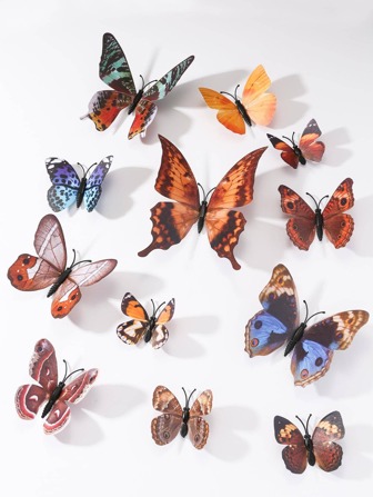 12pcs Creative 3D Layered PVC Butterfly Stickers For Home, Romantic Decoration Of Indoors And Outdoors, Ideal For Garden Parties, Cakes, Walls, Refrigerators And Windows DIY Decoration, Creative Self Adhesive 3D Butterfly Wall Decor For Home Bathroom Decor, Room Decoration Stuff For Holiday And Festival, Beautify Enhance Happiness Wall Art Stick, Stickers, Wall Decal, Vinyl Decal For Home Decorations, Spring Decoration Items Refresh Your Home, Rama Decoration Stickers School Decor School Surprise Dormitory Decor Back To School School Supplies