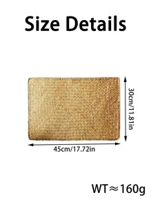 1入組草編極簡風格編織桌墊適用於家庭 - 黃色 - 查看 5