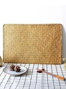 1入組草編極簡風格編織桌墊適用於家庭 - 黃色 - 查看 7