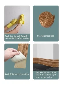 1卷1.1米冬季装饰3D泡沫自粘叶子浮雕设计家居装饰，翻新升级，增加幸福感踢脚线 - 銅色 - 查看 6