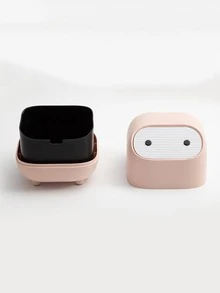 1pc Plastic Waste Bin, Modernist Solid Color Pink Garbage Can For Home - Pink - View 3