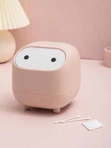 1pc Plastic Waste Bin, Modernist Solid Color Pink Garbage Can For Home - Pink - View 5