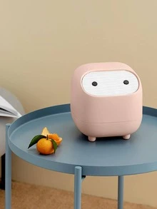 1pc Plastic Waste Bin, Modernist Solid Color Pink Garbage Can For Home - Pink - View 7