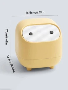 1pc Plastic Waste Bin, Modernist Solid Color Pink Garbage Can For Home - Pink - View 8