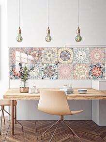 10 件/套曼陀罗图案自粘墙纸，防水 PVC 墙面装饰贴纸，用于家居装饰，翻新贴纸，可撕墙板，墙纸，壁纸，春季装饰品让您的家焕然一新，拉玛装饰贴纸 - 彩色 - 查看 1