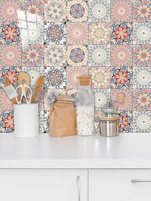 10 件/套曼陀罗图案自粘墙纸，防水 PVC 墙面装饰贴纸，用于家居装饰，翻新贴纸，可撕墙板，墙纸，壁纸，春季装饰品让您的家焕然一新，拉玛装饰贴纸 - 彩色 - 查看 5