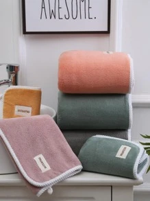 1pc Patch Decor Towel - Dark Grey - View 5