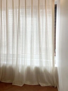 1 件純色窗簾,現代簡約風格仿亞麻材質窗簾,適合客廳臥室窗門裝飾 - 米色 - 查看 5