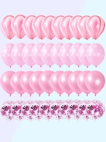 60pcs Latex Balloon, Modern Mixed Color Confetti Decor Decorative Balloon For Party - Pink - View 1