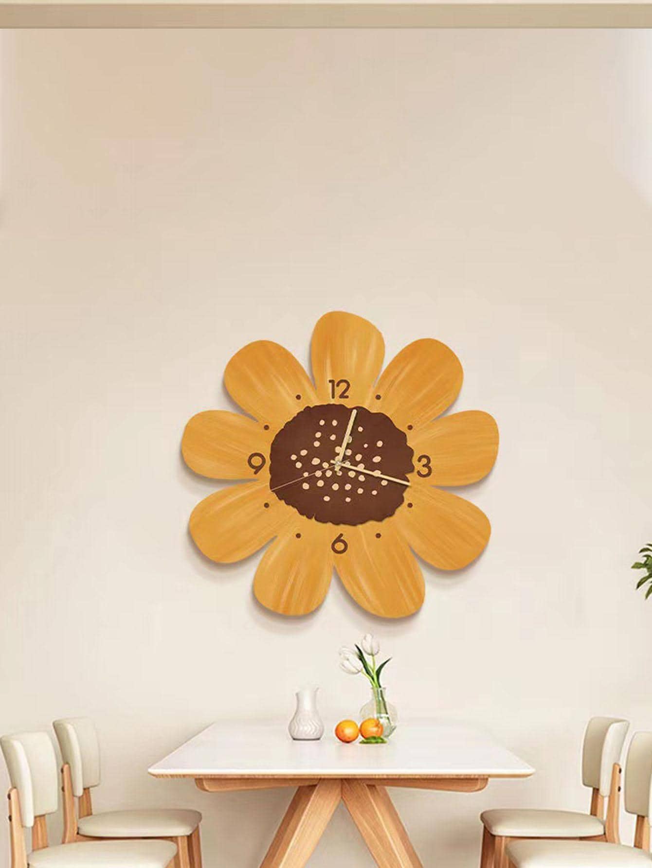 1 pieza Reloj mural en forma de flor - Amarillo - Ver 1