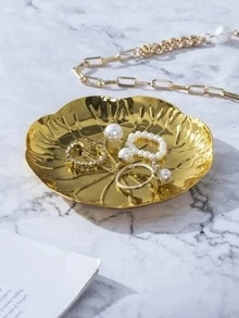 1入組花朵設計首飾託盤 - 金色 - 查看 3