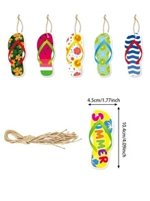 10入組夏季沙灘派對和游泳池拖鞋形狀吊墜 - 彩色 - 查看 5