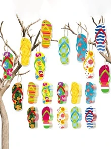10入組夏季沙灘派對和游泳池拖鞋形狀吊墜 - 彩色 - 查看 1