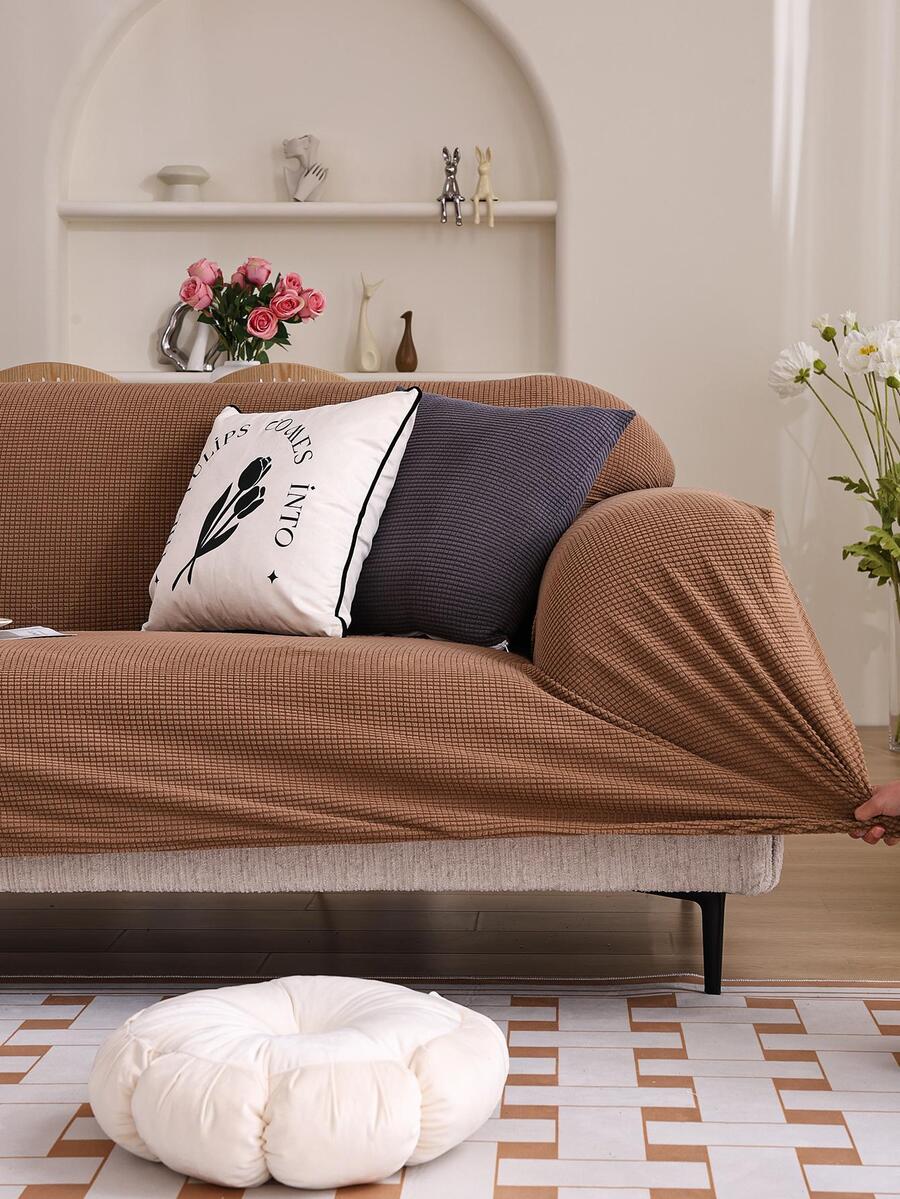 1 Đồng Màu Bọc Ghế Sofa, Hiện Đại Polyester Co Giãn Bọc Ghế Sofa Cho Phòng Ngủ Và Phòng Khách, Tất Cả Các Mùa - Cà phê nâu - Xem 1