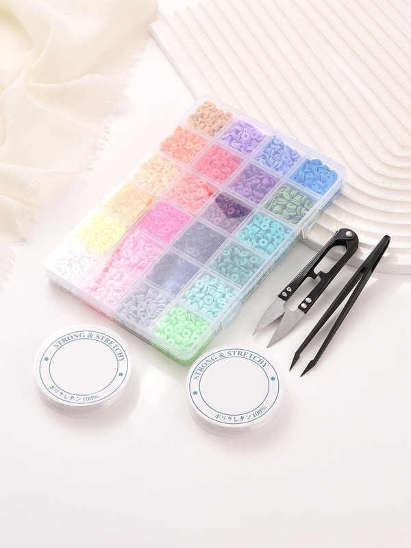 20 Colors Flat Round Polymer Clay Bead 6mm Spacer Bead With Pendant