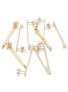 6pcs/set Fashion Stainless Steel DIY Long Earrings Pendant Connector For DIY Jewelry Making - Yellow Gold - View 3