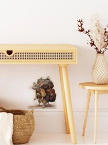 1入組PVC牆貼現代主義3D老鼠圖案臥室防水自粘牆貼花